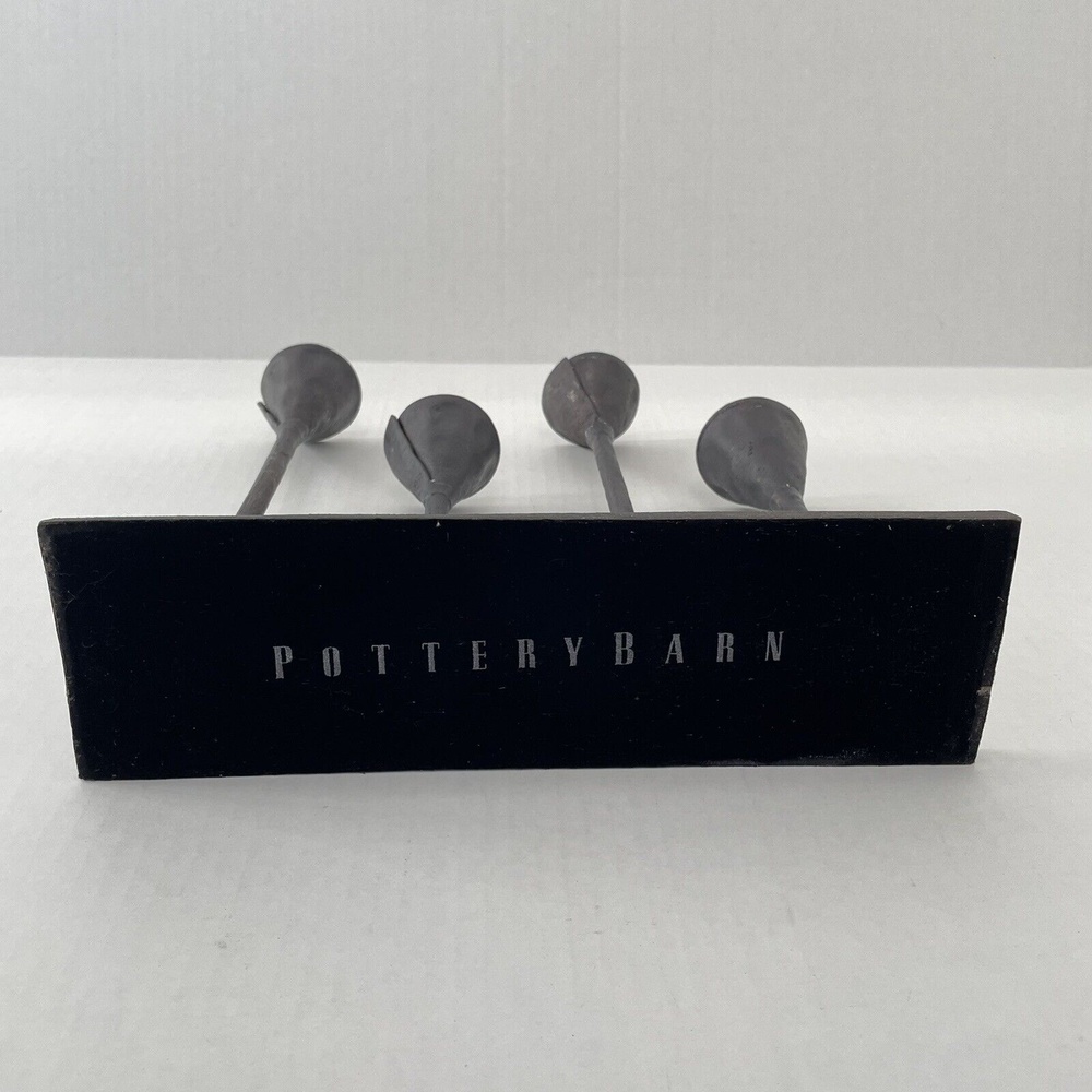 Pottery Barn Rustic Petaluma Brutalist Hammered Iron Multi Taper Candle Holder - Picture 2 of 9
